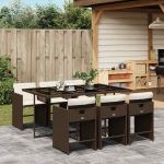 Set mobilier de grădină cu perne, 7 piese, maro, poliratan GartenMobel Dekor