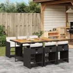Set mobilier de grădină cu perne, 7 piese, negru, poliratan GartenMobel Dekor