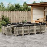 Set mobilier de grădină cu perne 15 piese gri deschis poliratan GartenMobel Dekor