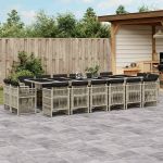 Set mobilier de grădină cu perne 17 piese gri deschis poliratan GartenMobel Dekor