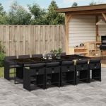 Set mobilier de exterior cu perne, 11 piese, negru, poliratan GartenMobel Dekor