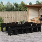 Set mobilier de grădină cu perne, 13 piese, negru, poliratan GartenMobel Dekor