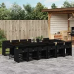 Set mobilier de grădină cu perne, 13 piese, negru, poliratan GartenMobel Dekor