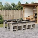 Set mobilier de grădină cu perne 11 piese gri deschis poliratan GartenMobel Dekor
