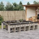 Set mobilier de grădină cu perne 13 piese gri deschis poliratan GartenMobel Dekor