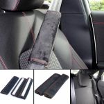 2x Pernuțe pentru Centura de Siguranță, Perne de Protecție pentru Centură, Negre cu Cusături Roșii Performance AutoTuning