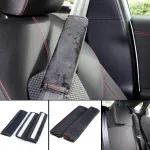 2x Pernuțe pentru Centura de Siguranță, Perne de Protecție pentru Centură, Negre cu Cusături Roșii Performance AutoTuning