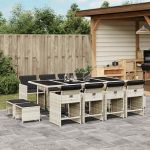 Set mobilier de grădină cu perne 13 piese gri deschis poliratan GartenMobel Dekor