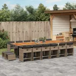 Set mobilier de grădină cu perne, 17 piese, gri, poliratan GartenMobel Dekor