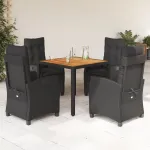 Set mobilier de grădină cu perne, 5 piese, negru, poliratan GartenMobel Dekor