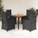 Set mobilier de grădină cu perne, 5 piese, negru, poliratan GartenMobel Dekor