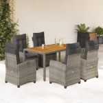 Set mobilier de grădină cu perne, 7 piese, gri, poliratan GartenMobel Dekor
