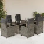 Set mobilier de grădină cu perne, 7 piese, gri, poliratan GartenMobel Dekor