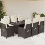 Set mobilier de grădină cu perne, 9 piese, maro, poliratan GartenMobel Dekor