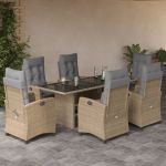 Set mobilier pentru grădină, 7 piese, cu perne, bej, poliratan GartenMobel Dekor