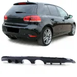 Difuzor sportiv spate cu țeavă dublă centrală lucioasă neagră, potrivit pentru VW Golf 6 1K 08-13 Performance AutoTuning