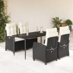 Set mobilier de grădină cu perne, 5 piese, negru, poliratan GartenMobel Dekor