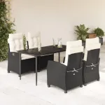Set mobilier de grădină cu perne, 5 piese, negru, poliratan GartenMobel Dekor