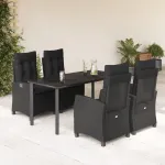 Set mobilier de grădină cu perne, 5 piese, negru, poliratan GartenMobel Dekor