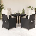 Set mobilier de grădină cu perne, 5 piese, negru, poliratan GartenMobel Dekor