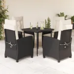 Set mobilier de grădină cu perne, 5 piese, negru, poliratan GartenMobel Dekor