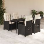Set mobilier de grădină cu perne, 5 piese, negru, poliratan GartenMobel Dekor