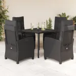 Set mobilier de grădină cu perne, 5 piese, negru, poliratan GartenMobel Dekor