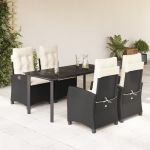 Set mobilier de grădină cu perne, 5 piese, negru, poliratan GartenMobel Dekor