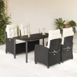 Set mobilier de grădină cu perne, 5 piese, negru, poliratan GartenMobel Dekor