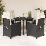 Set mobilier de grădină cu perne, 5 piese, negru, poliratan GartenMobel Dekor