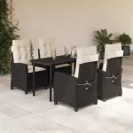 Set mobilier de grădină cu perne, 5 piese, negru, poliratan GartenMobel Dekor