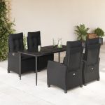 Set mobilier de grădină cu perne, 5 piese, negru, poliratan GartenMobel Dekor