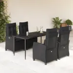 Set mobilier de grădină cu perne, 5 piese, negru, poliratan GartenMobel Dekor