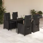 Set mobilier de grădină cu perne, 5 piese, negru, poliratan GartenMobel Dekor