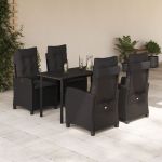 Set mobilier de grădină cu perne, 5 piese, negru, poliratan GartenMobel Dekor