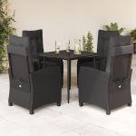 Set mobilier de grădină cu perne, 5 piese, negru, poliratan GartenMobel Dekor