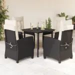 Set mobilier de grădină cu perne, 5 piese, negru, poliratan GartenMobel Dekor