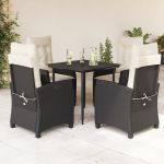 Set mobilier de grădină cu perne, 5 piese, negru, poliratan GartenMobel Dekor