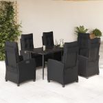 Set mobilier de grădină cu perne, 7 piese, negru, poliratan GartenMobel Dekor
