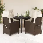 Set mobilier de grădină, 5 piese, cu perne, maro, poliratan GartenMobel Dekor