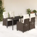 Set mobilier de grădină, 5 piese, cu perne, maro, poliratan GartenMobel Dekor