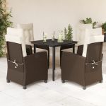Set mobilier de grădină, 5 piese, cu perne, maro, poliratan GartenMobel Dekor