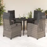 Set mobilier de grădină cu perne, 5 piese, gri, poliratan GartenMobel Dekor