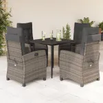 Set mobilier de grădină cu perne, 5 piese, gri, poliratan GartenMobel Dekor