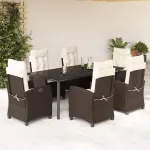 Set mobilier de grădină cu perne, 7 piese, maro, poliratan GartenMobel Dekor