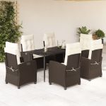 Set mobilier de grădină cu perne, 7 piese, maro, poliratan GartenMobel Dekor