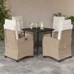 Set mobilier de grădină cu perne, 5 piese, bej, poliratan GartenMobel Dekor