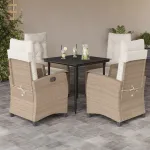 Set mobilier de grădină cu perne, 5 piese, bej, poliratan GartenMobel Dekor