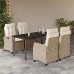 Set mobilier de grădină cu perne, 5 piese, bej, poliratan GartenMobel Dekor