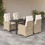 Set mobilier de grădină cu perne, 5 piese, bej, poliratan GartenMobel Dekor